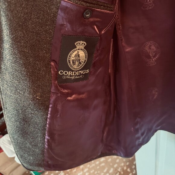 Cordings Piccadilly Brown Rish Herringbone Wool Tweed Blazer 46R  Satin Lining - Picture 10 of 10